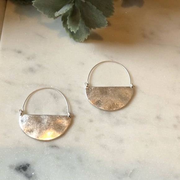 Semi-Circle Hoops in Silver - Picture 2 of 6